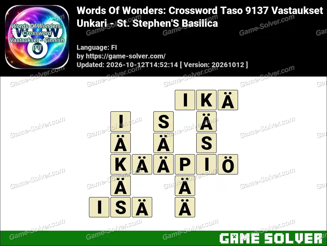 Words Of Wonders: Crossword Taso 9137 Vastaukset – Unkari – St. Stephen’S Basilica